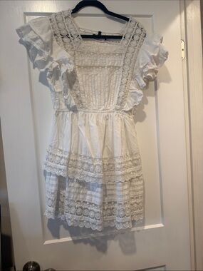 Lulu's White Lace Tiered Mini Dress